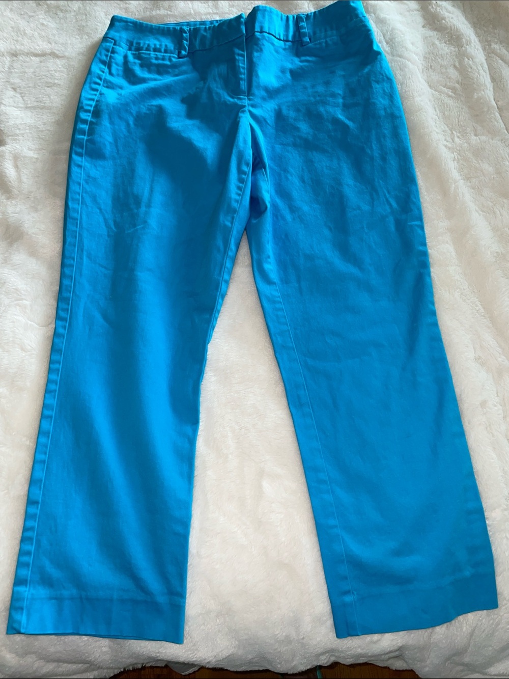 New York & Company size 4 turquoise blue stretch cotton capri pants